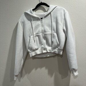Cropped White zip up